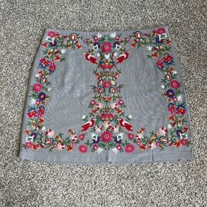 Altar'd State NWT Gray Boho Embroidered Linen Cotton Mini Skirt, Size Medium